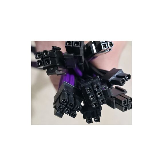 Custom Sleeved PSU Extension Cable Kit – Black & Purple (24-Pin, 8-Pin CPU, 8-Pi - Picture 7 of 11